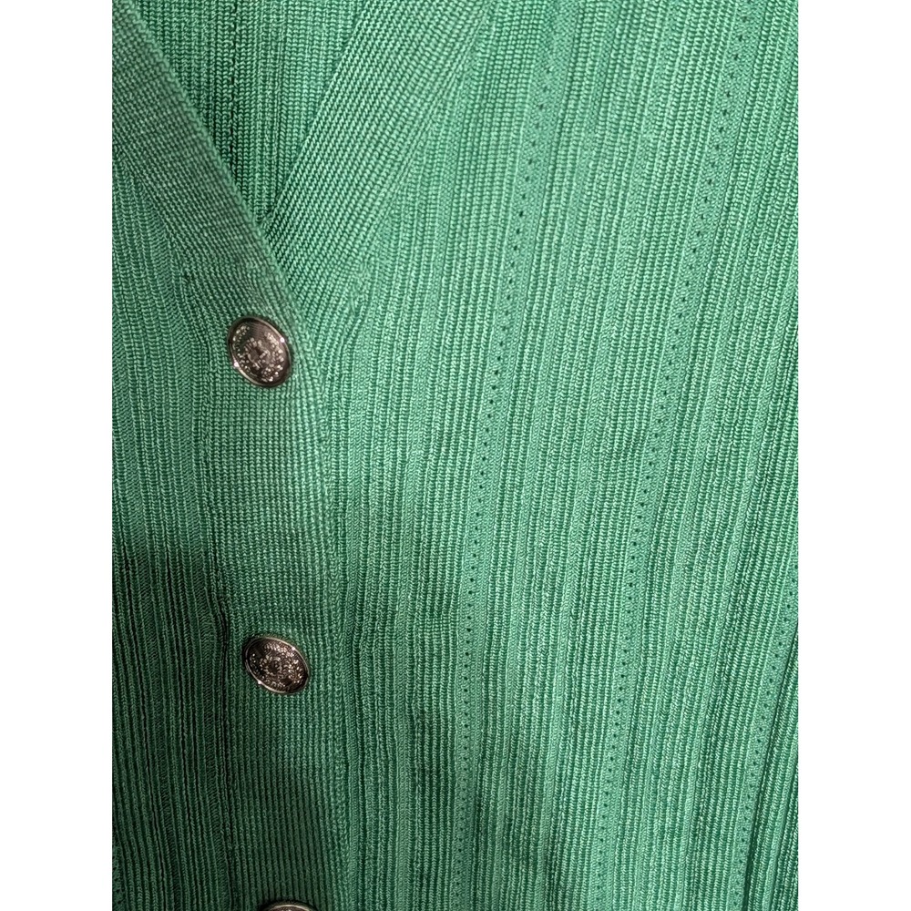 White House Black Market Green Ribbed Button Front Cardigan Sweater S - Picture 2 of 4